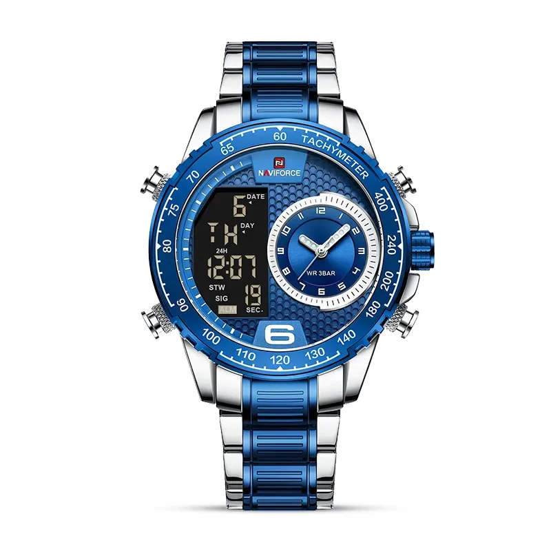 Naviforce NF9199 Dual-time Blue Dial Men's Watch